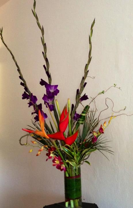 Simply beautiful mix tropical and gladiolas arrangements 