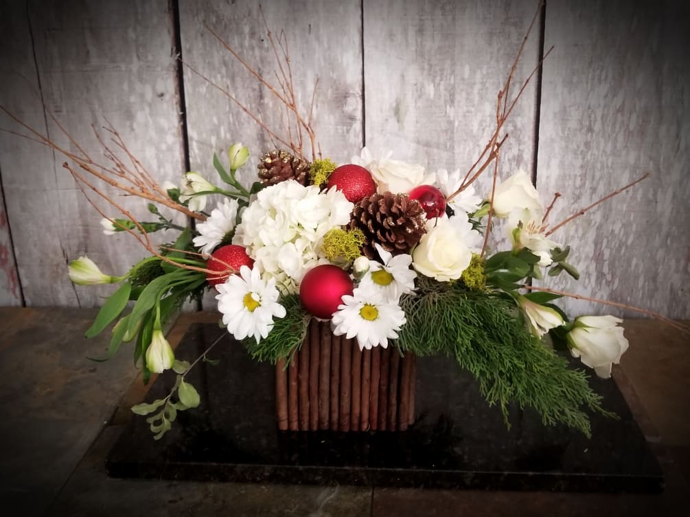This basket sets the stage for this beautiful wintery design.  With