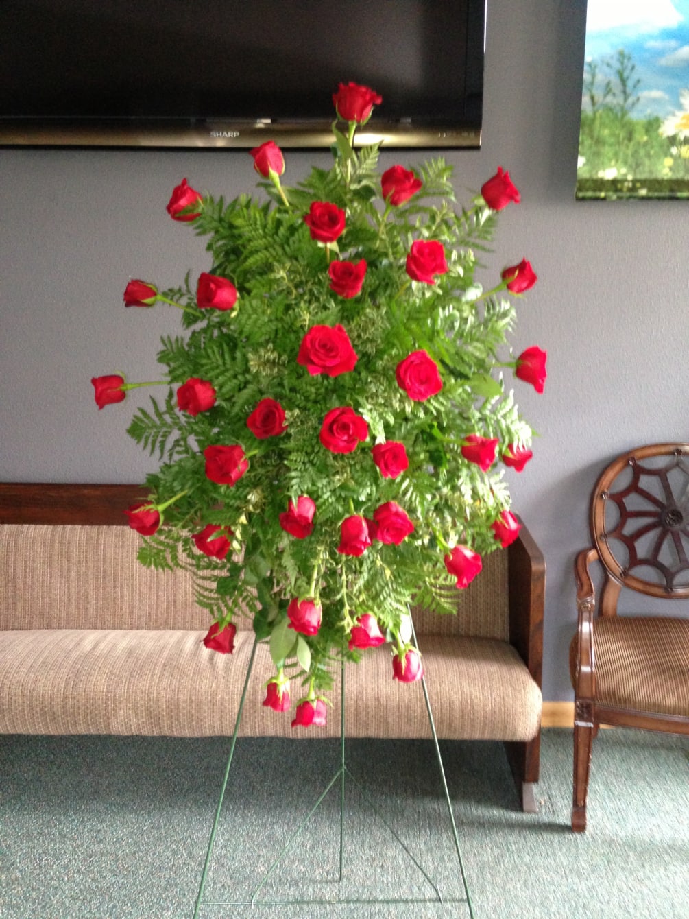 3 dozen red roses in a spray 