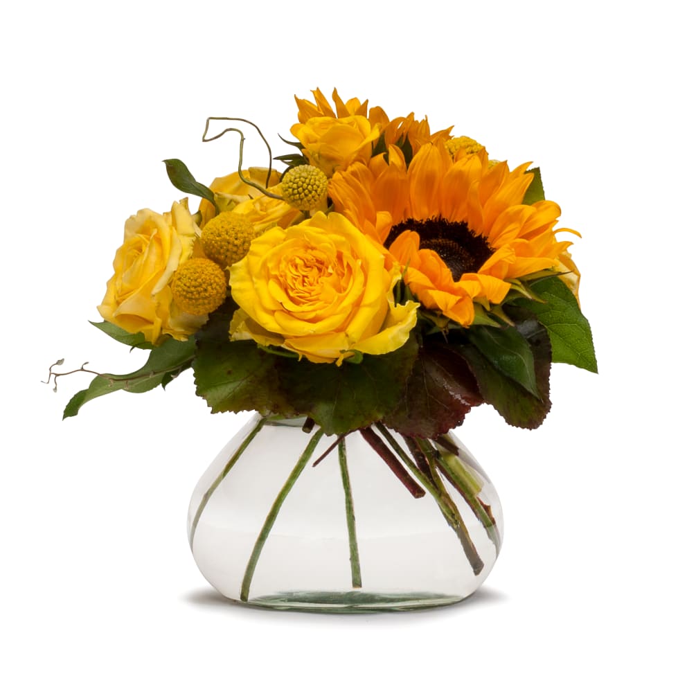 Deliver the sunshine! &nbsp;This vase filled with a beautiful variety of yellow
