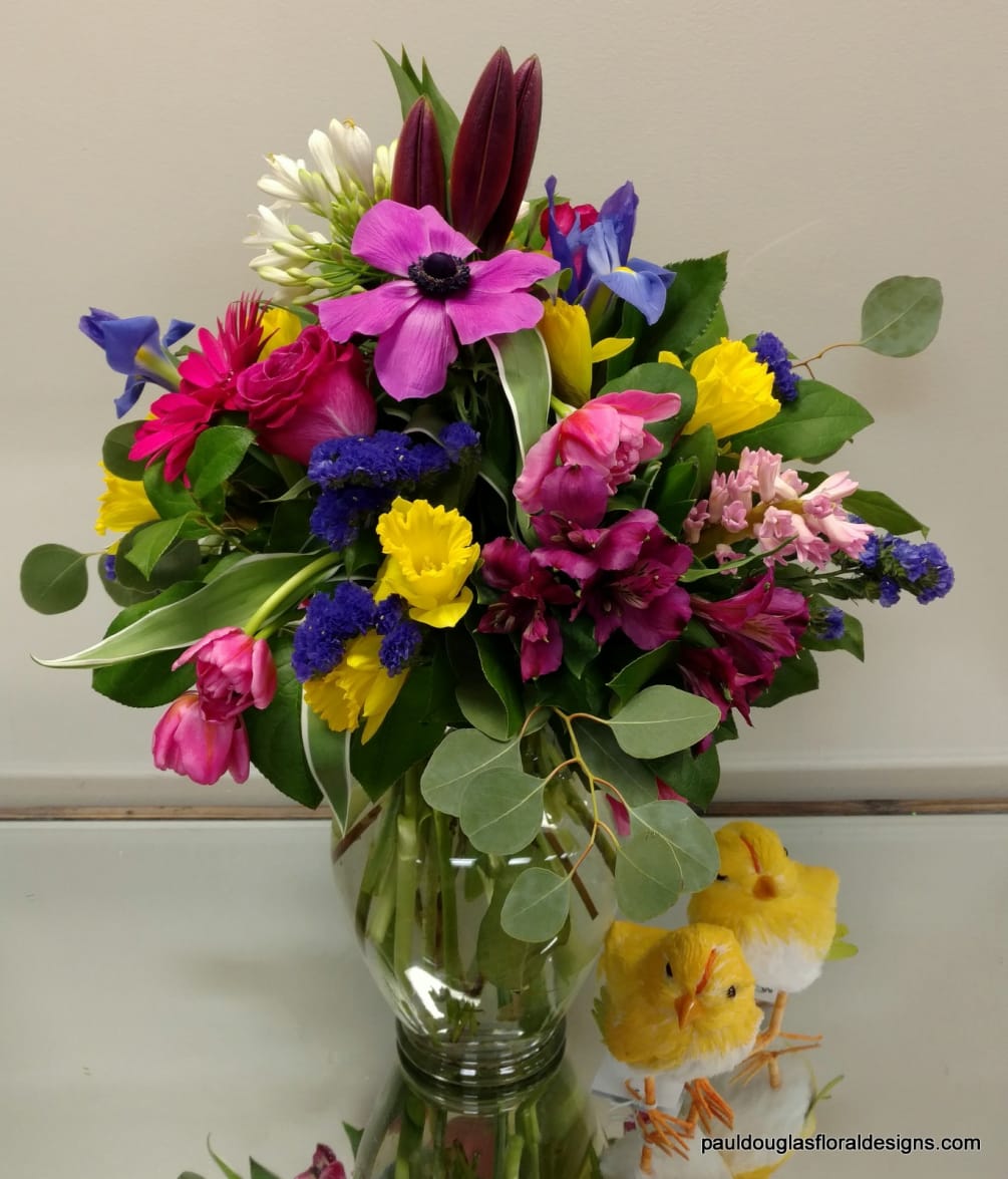 Great selection of assorted spring flowers. Sure to bring 
them feelings of