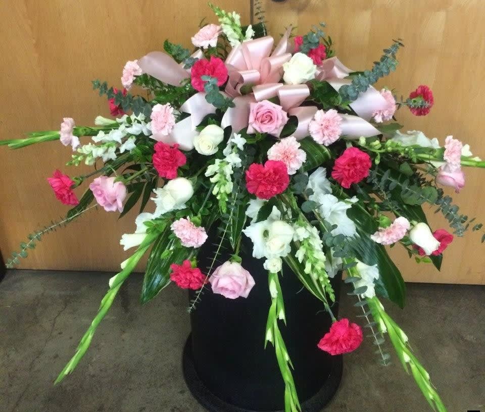 Casket Spray in assorted pink &amp; white flowers
WILL BE SIMILAR TO, BUT