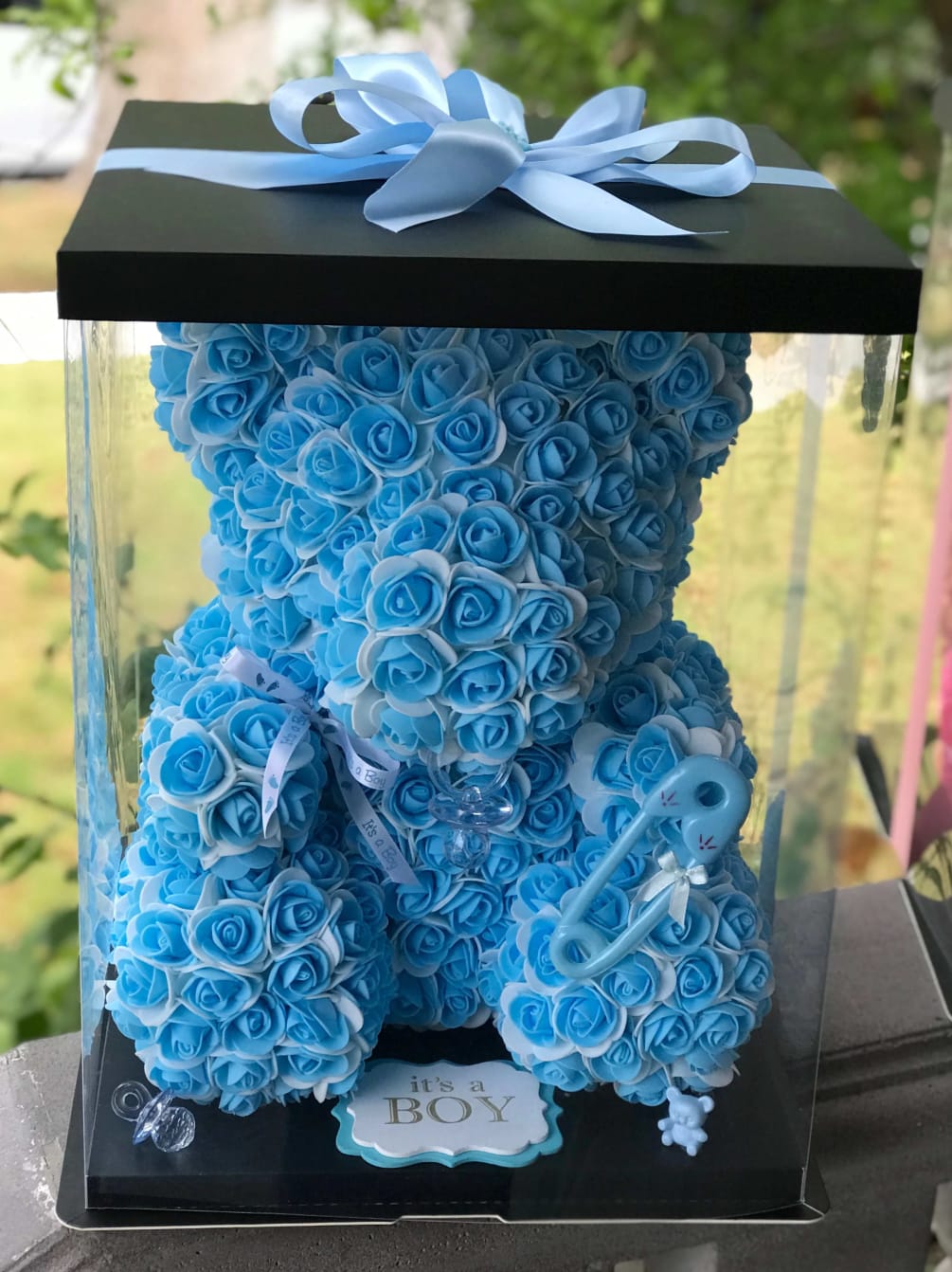 Its a Boy foam rose bear by Boxed Flowers and Sweets