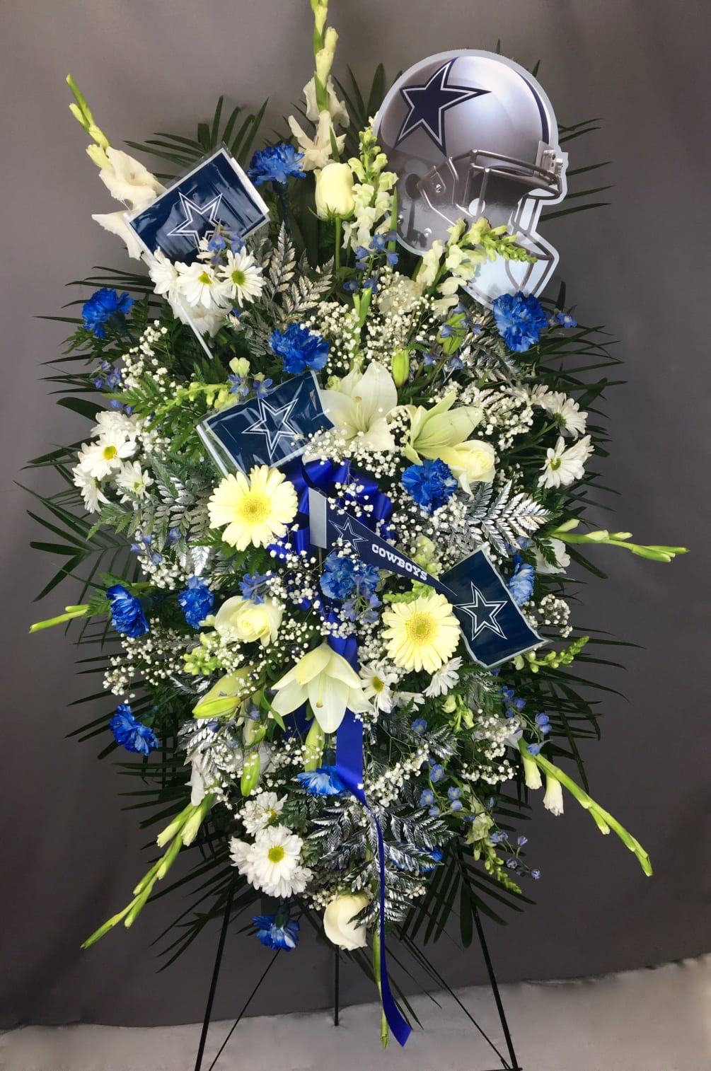 Dallas Cowboys Standing Easel Spray by I Love Roses Florist