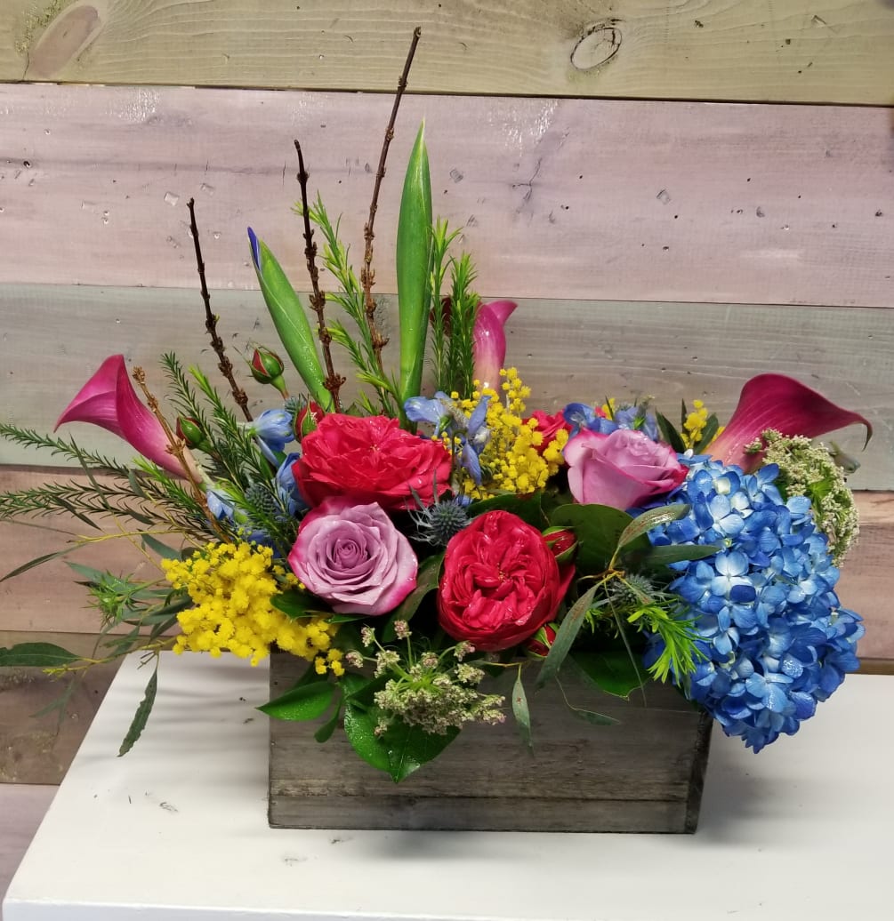 Large box packed full of flowers and texture. Flowers may vary, based