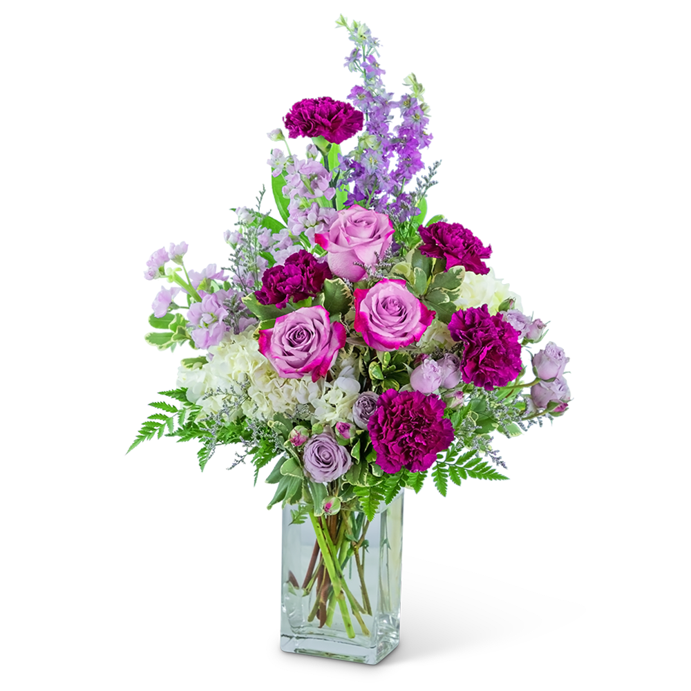 Our Majestic Garden Vase is an elegant design filled with deep, pink