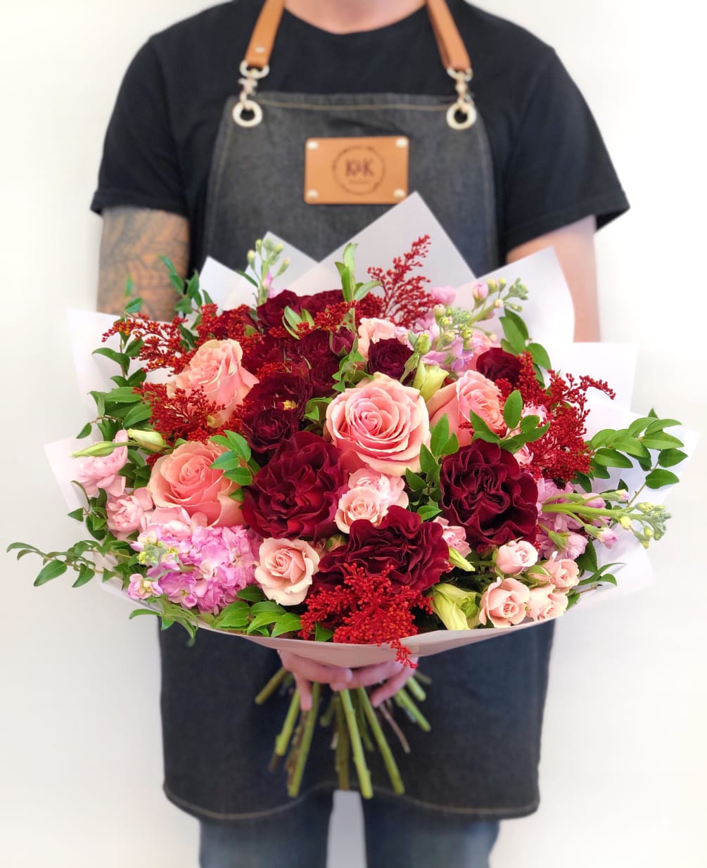 46 Bouquet Red Pink Large By K K Flowers