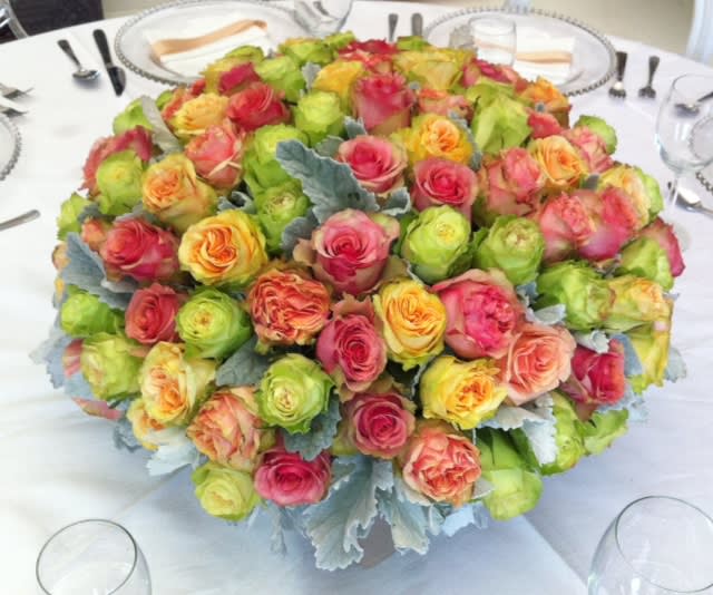 Multi-Colored Rose Centerpiece perfect for party or home decor. 