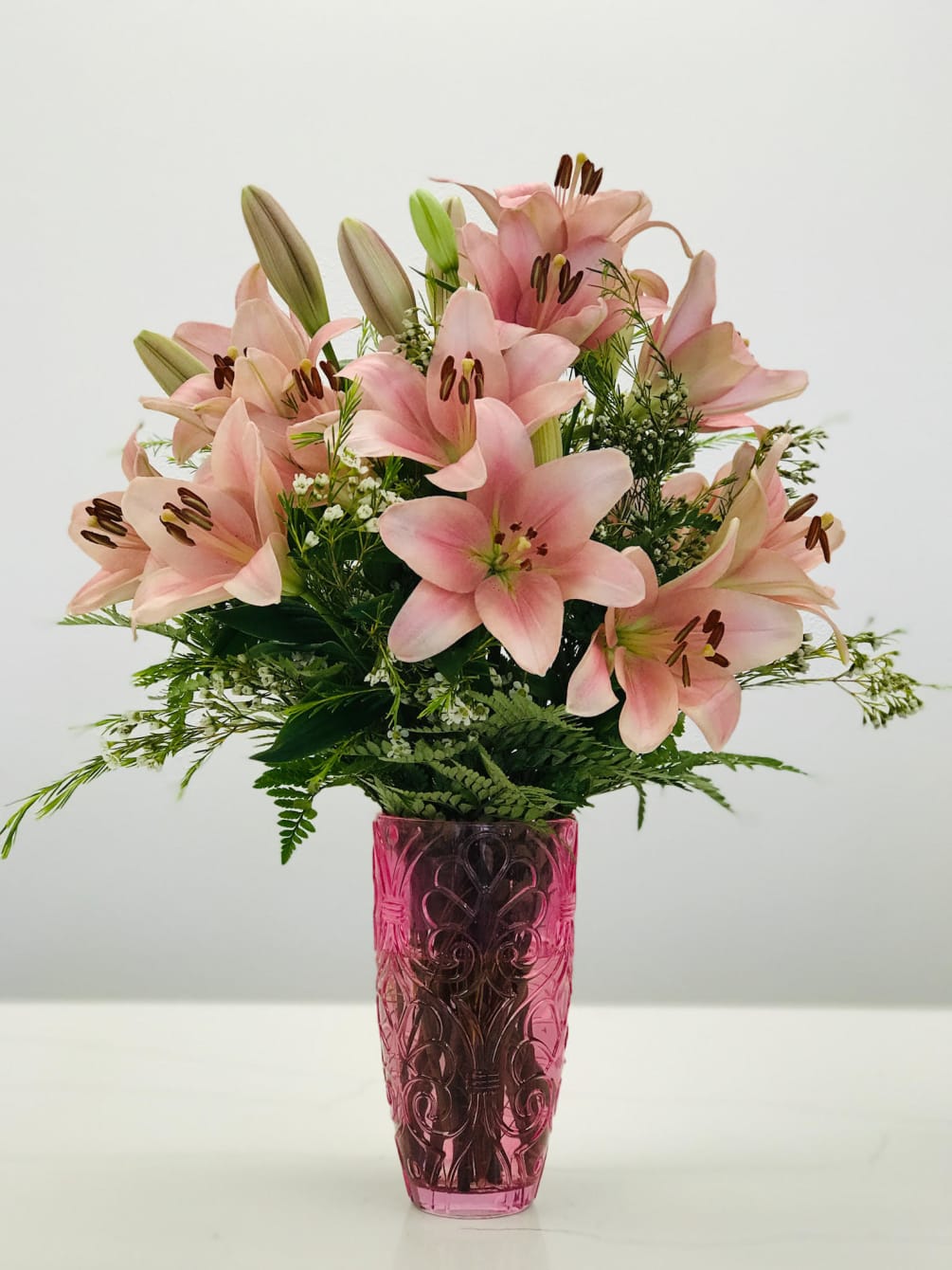 Drink in the color these delicious full-brimmed, full-blooming lilies are offering 