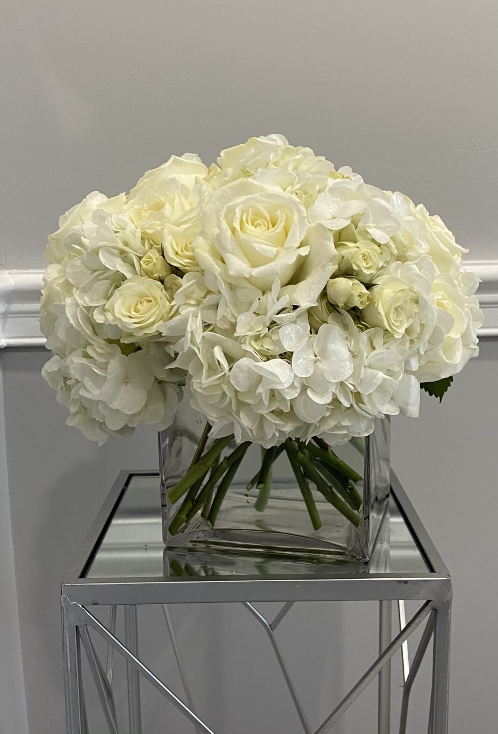 White Hydrangea and Roses Galore.