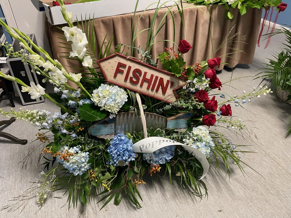 Gone Fishing Funeral Basket