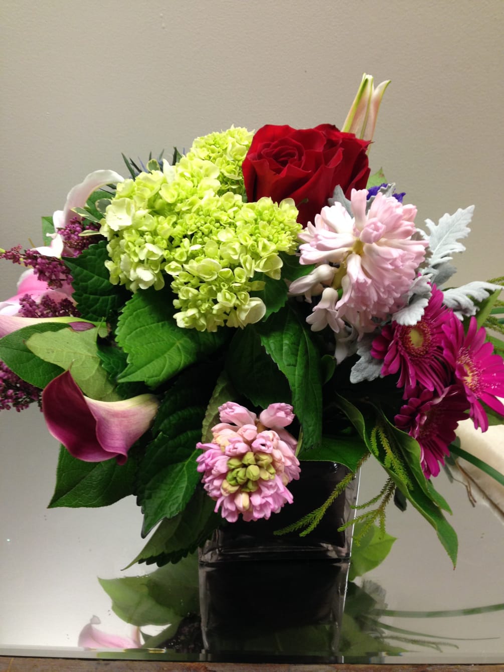 Striking arrangement filled with mixed 
blossoms. Love will fill their heart and