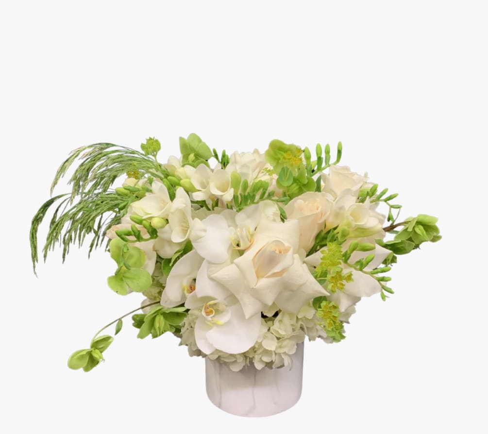 Elegant pure white arrangement.