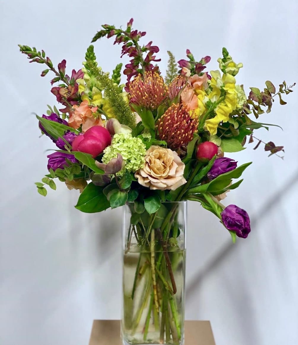A bright mix of local, in season flowers 