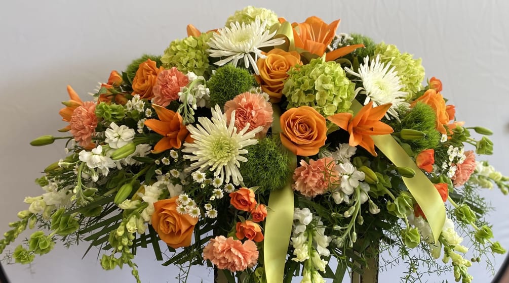 A lovely tribute to Irish heritage.  Lush flowers in classic orange
