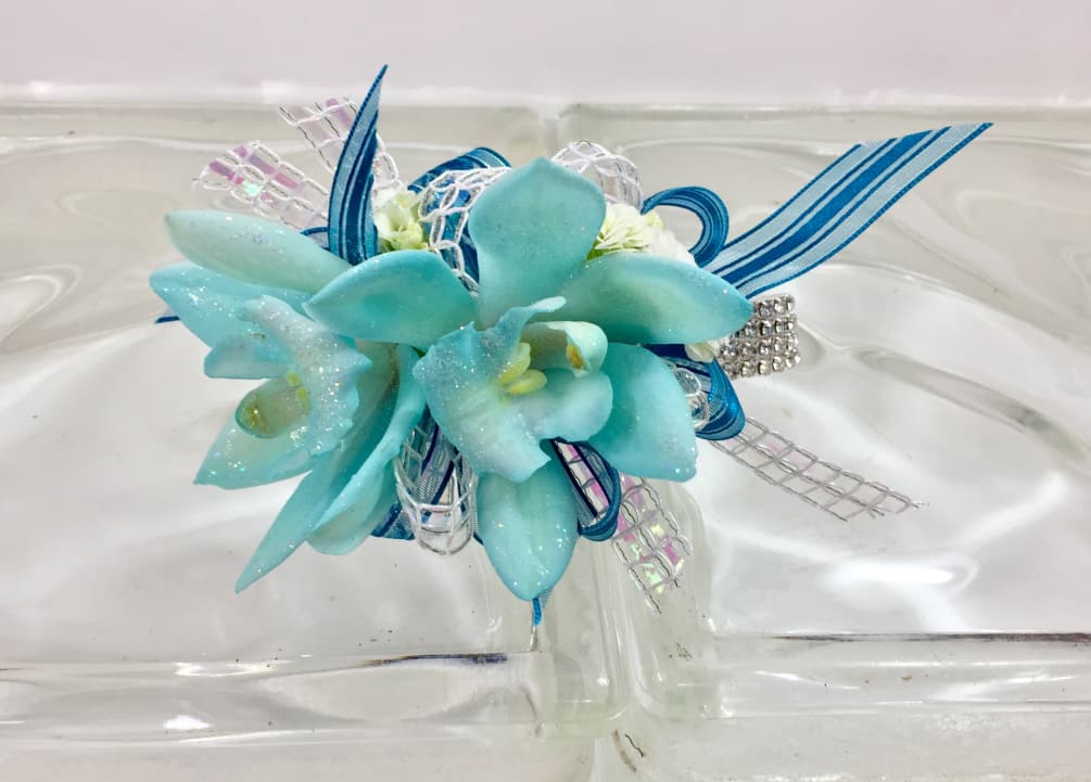 Teal wrist corsage store