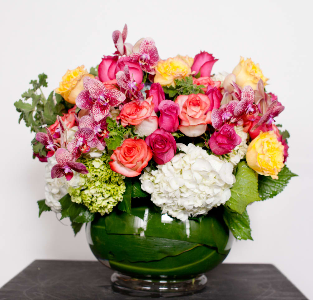 A beautiful multi-colored arrangement for that someone special.  
