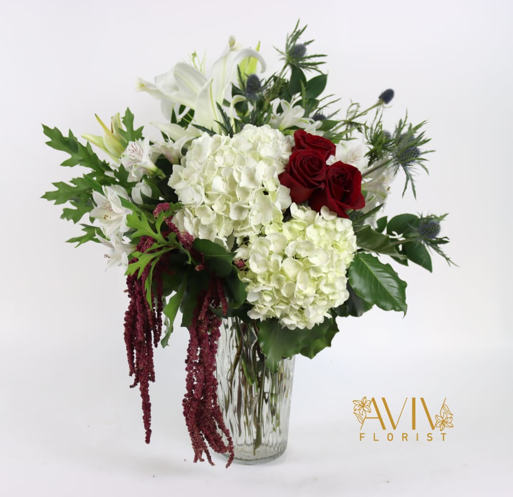 A dreamy bouquet of white and red flowers is a comforting reminder