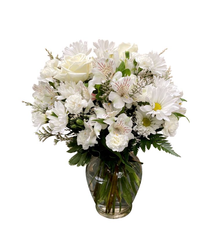 Our White Blooms Vase possesses a purity and peace that is unlike