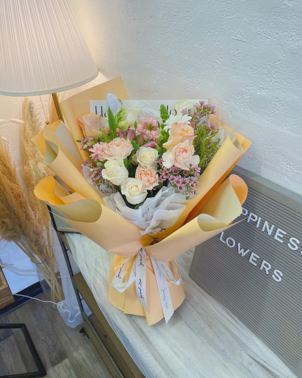 Bouquet of flowers in bag of water sale