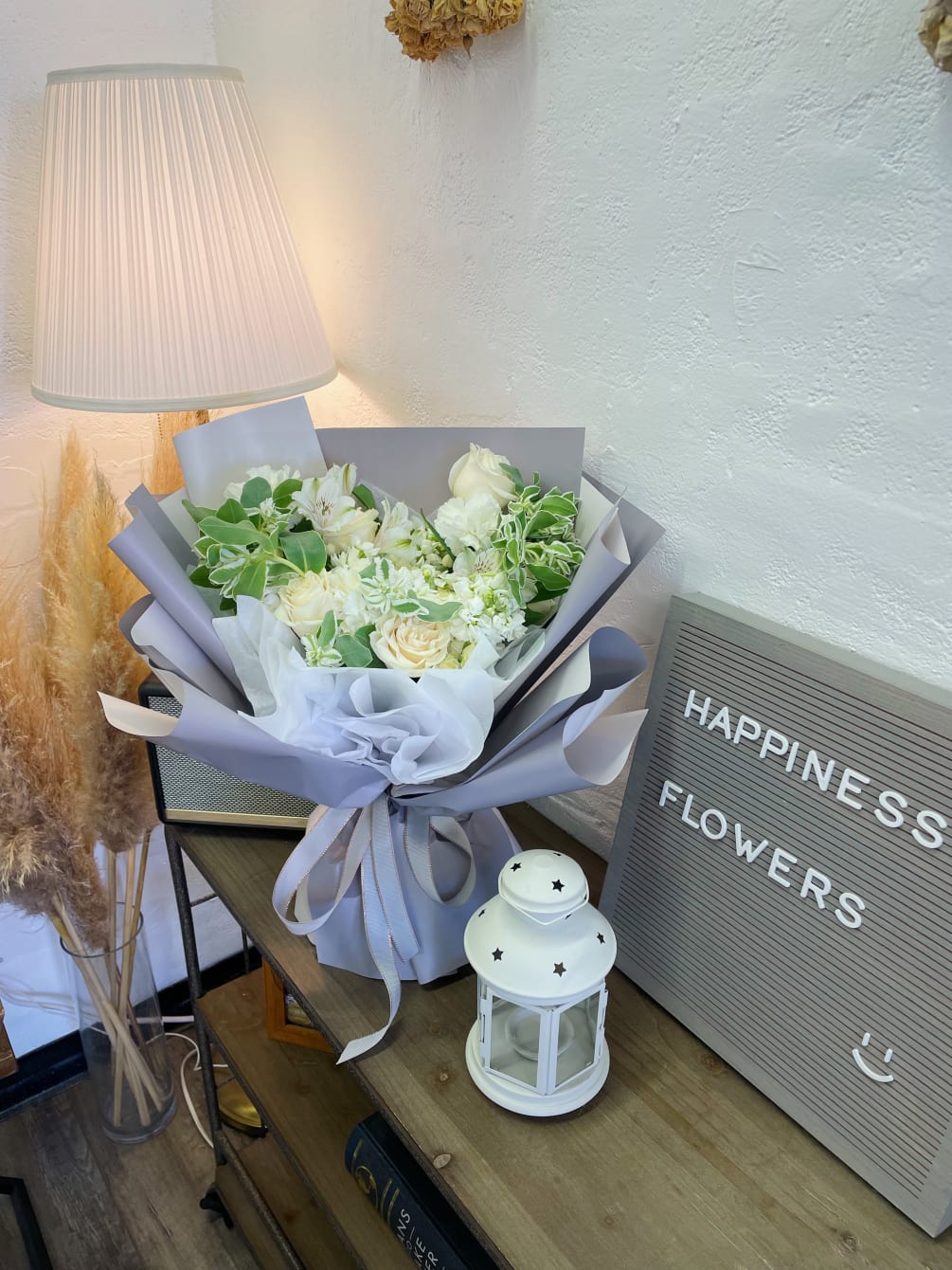 Mixed White Flowers Bouquet by Happiness Flowers