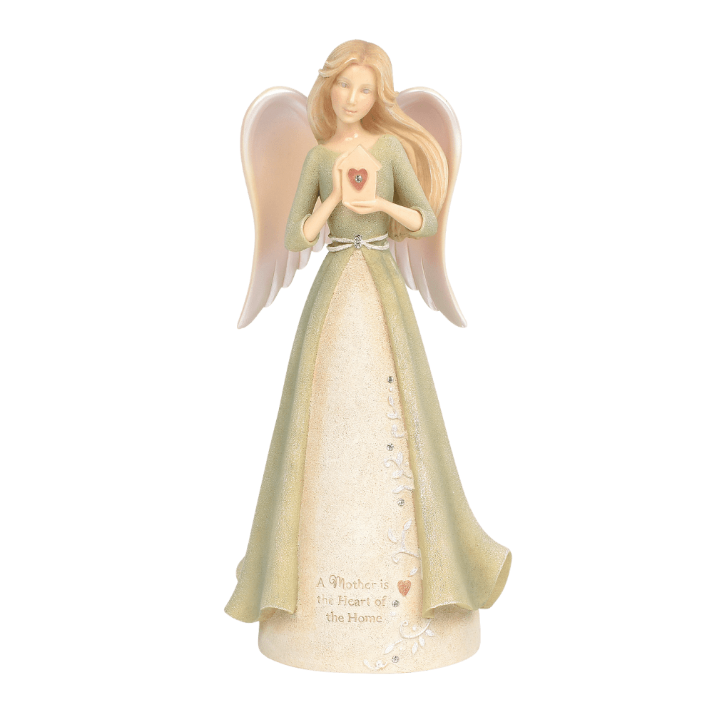 resin angel 7&quot;. angel is studded with small rhinestones. Imprinted saying on