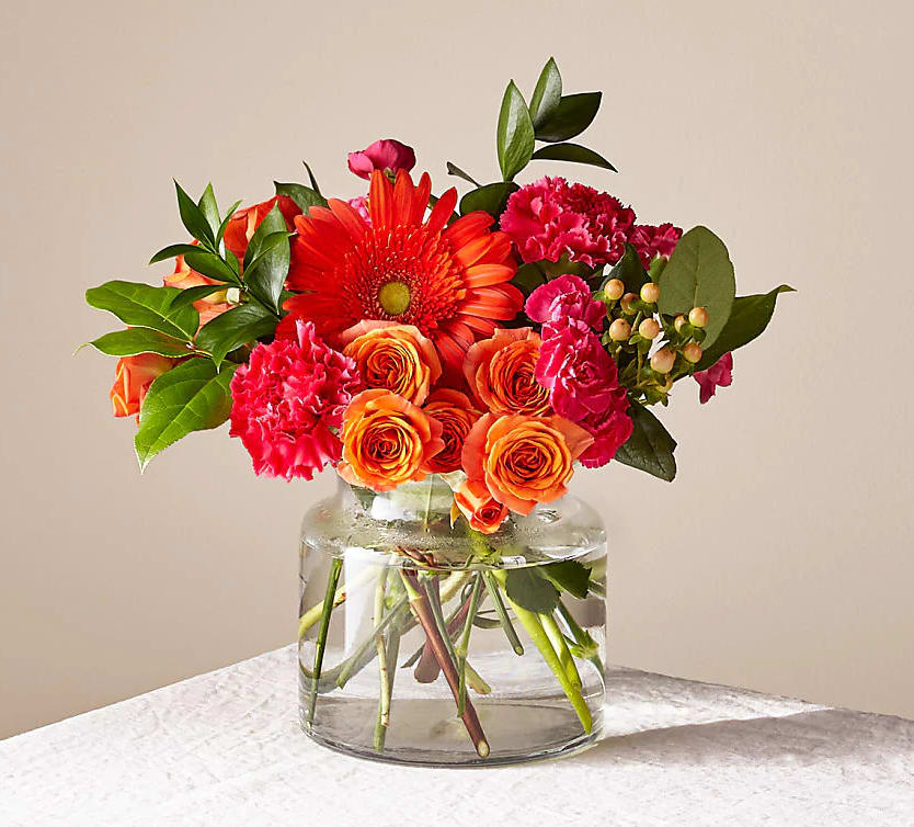 This colorful bouquet features a mix of vibrant flowers. Whether it&#039;s for