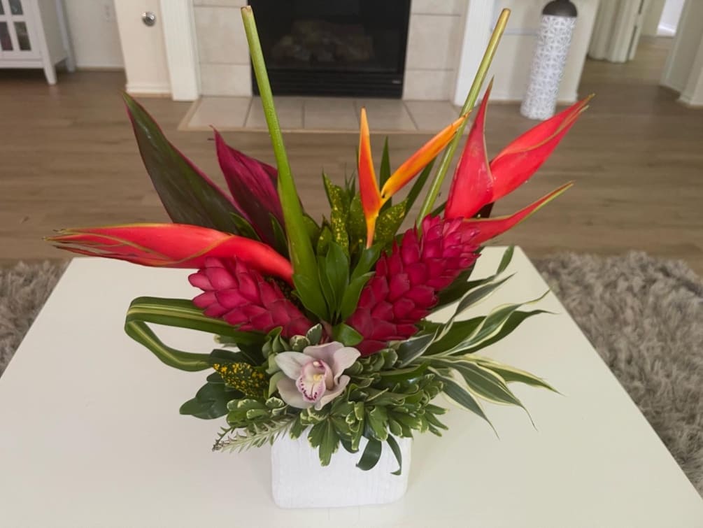 A collection of exotic flowers. This assortment covers the whole spectrum of