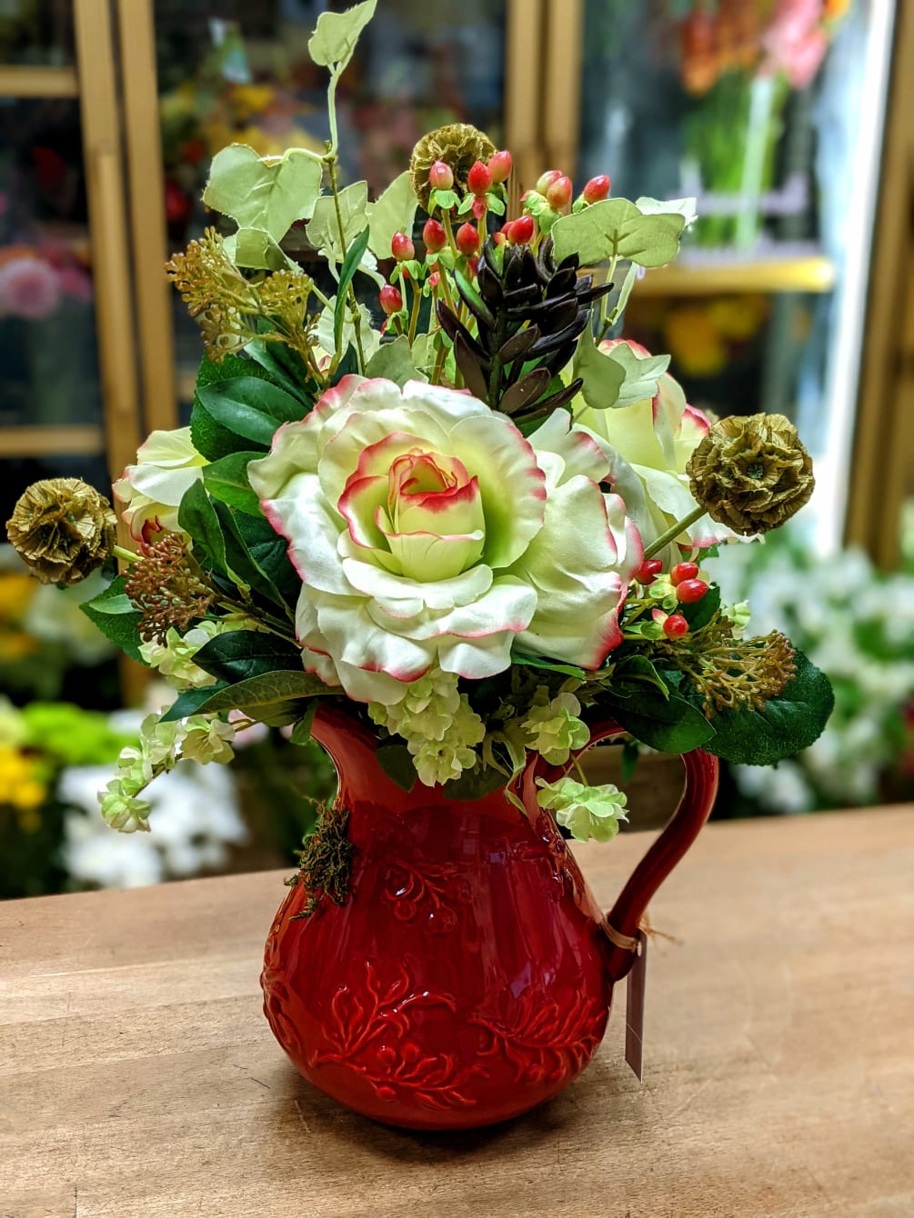 Rose Day Pitcher (Artificial Arrangement) by Acacia Flower & Gift Shop
