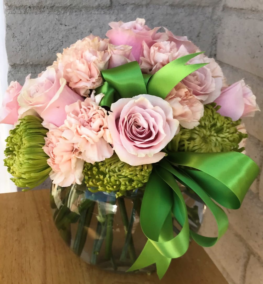 Pink and green blooms to warm the heart.