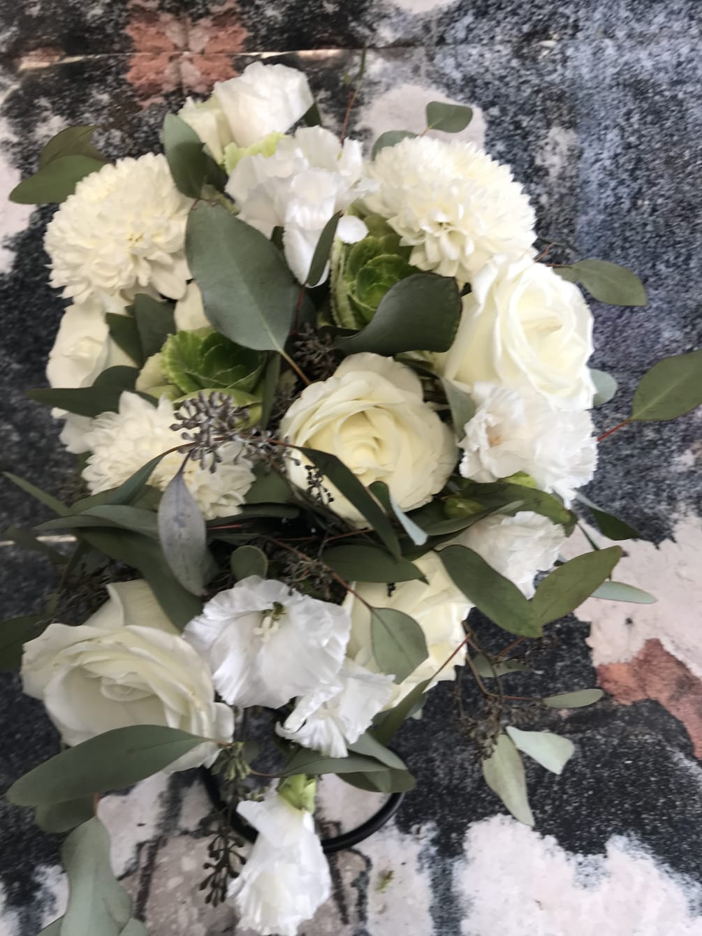 BRI011 Bridal Bouquet of Organic Whites And Greens by Victoria Park