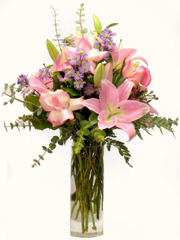 Lilies and Eucalyptus Plant Arrangement by American Flowers