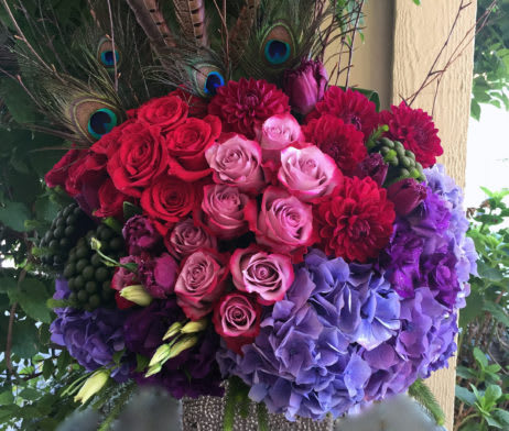 Beautiful combination of Hydrangeas, Roses, Dahlia&rsquo;s, Lisianthus  and elegant greens and