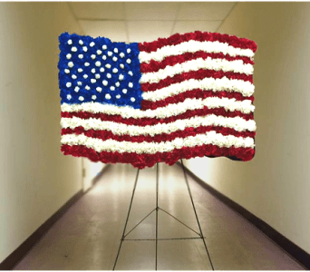 36&quot; X 24&quot; AMERICAN FLAG ON A 54&quot; EASEL. MADE OF RED