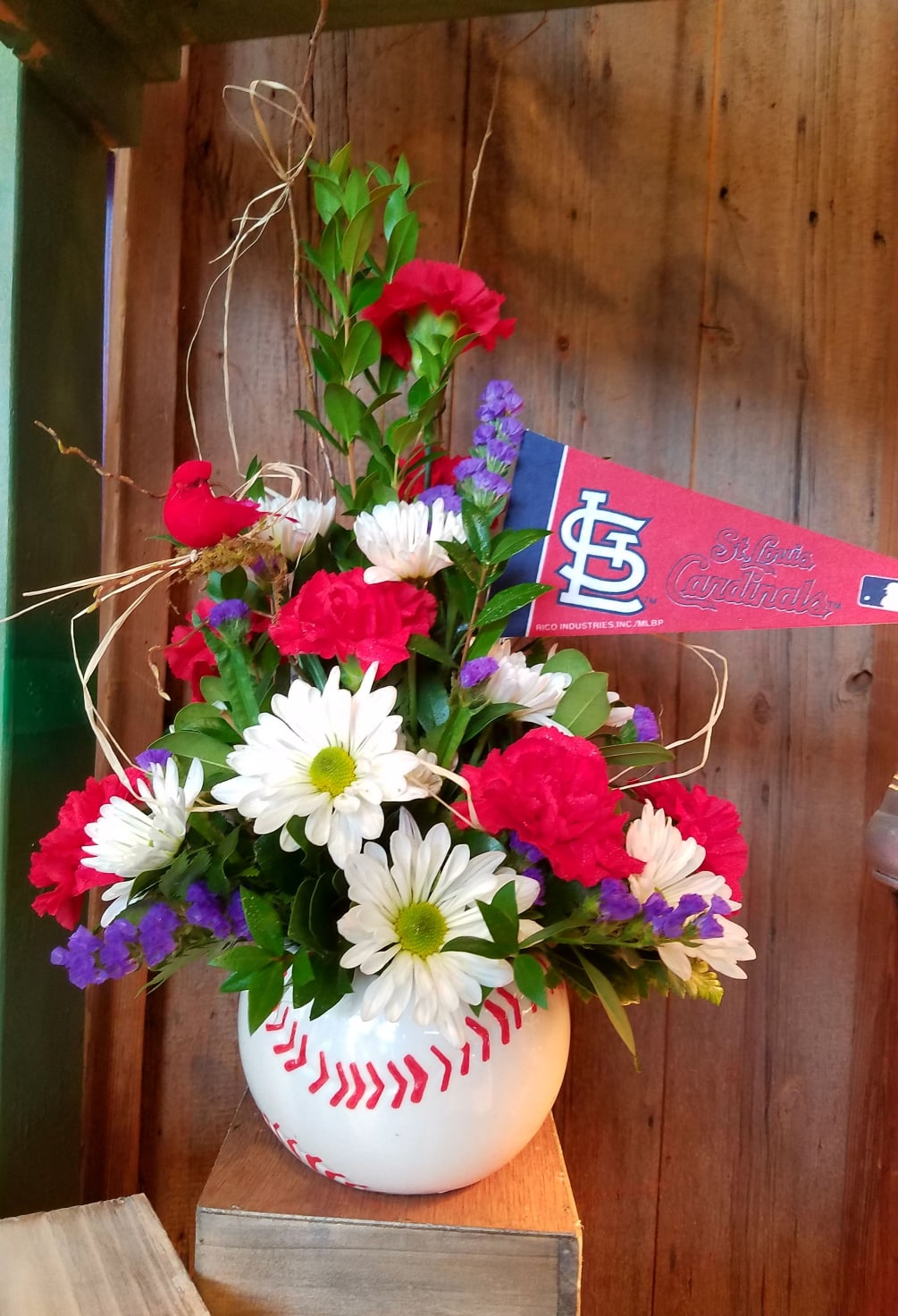 Our custom St. Louis Cardinals Baseball arrangement is perfect for any baseball