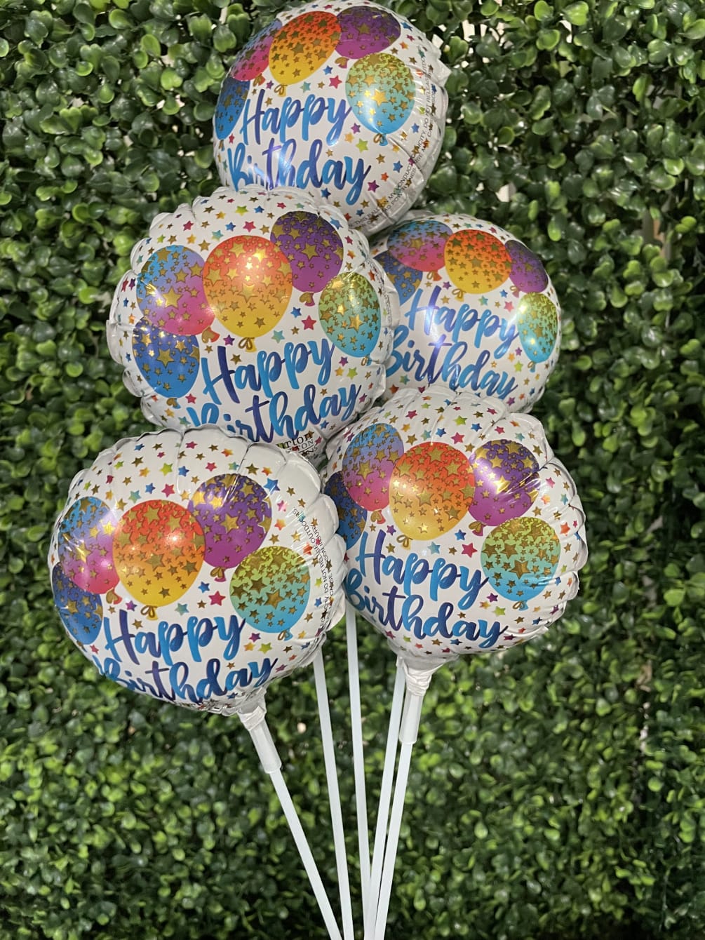 Mini Happy Birthday Stick Balloons by Janine's Flowers