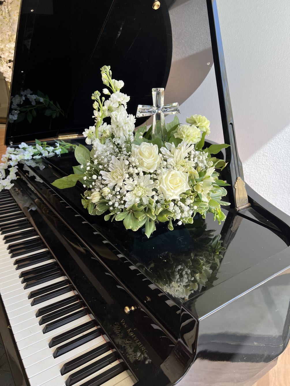 Crystal Cross for sympathy by Floral Loft