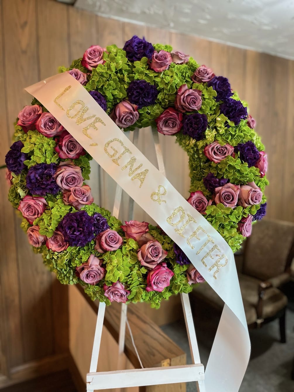 Sympathy and Funeral Floral Piece featuring a mixture of florals in the
