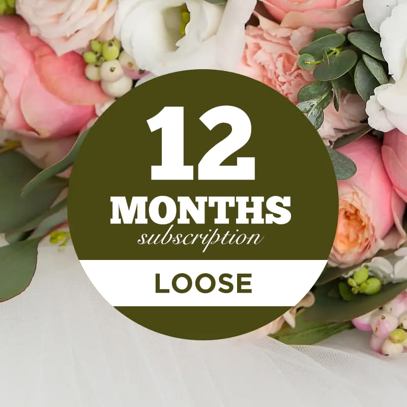 Fresh Bouquet of seasonal flowers will be delivered every month for 12