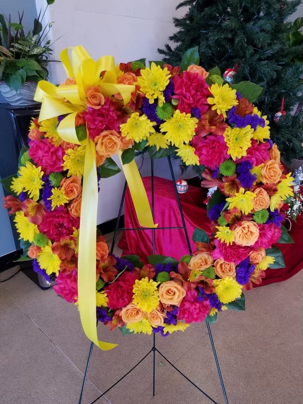 Tropical color standing wreath