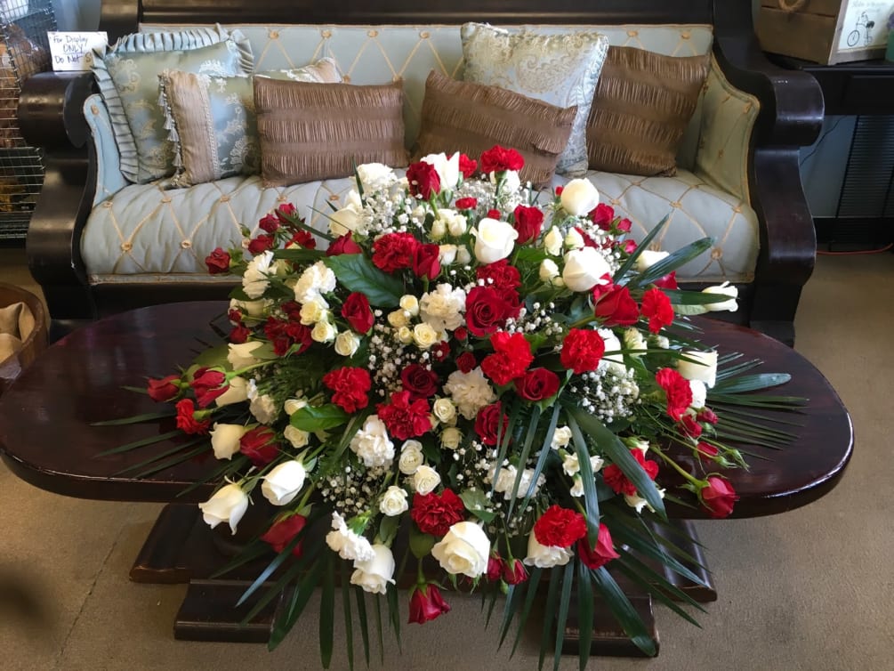 Red roses and bright whites