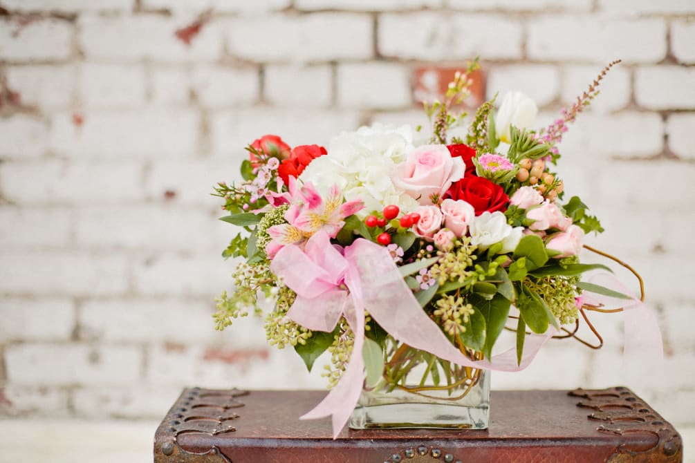 Beautiful mix of pinks, whites, and red perfect for any occasion. 
(Photo