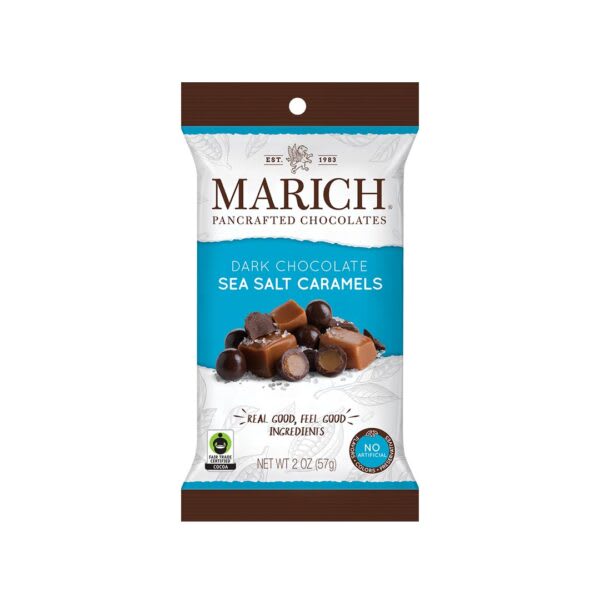 Dark Chocolate Sea Salt Caramels are crafted from pure cane sugar, real