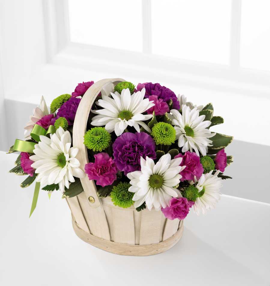 Basket with purples, pinks &amp; whites