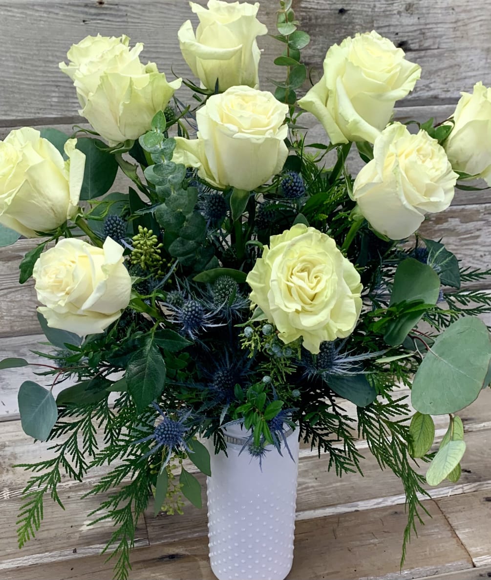 One Dozen Long Stemmed Blush Pink, Lush Roses with Premium Greenery &amp;