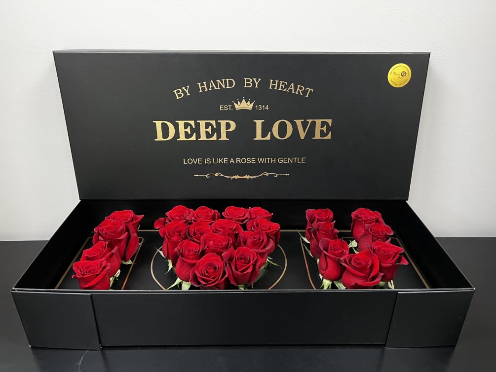 Melt their heart with an elegant surprise box filled with fresh red
