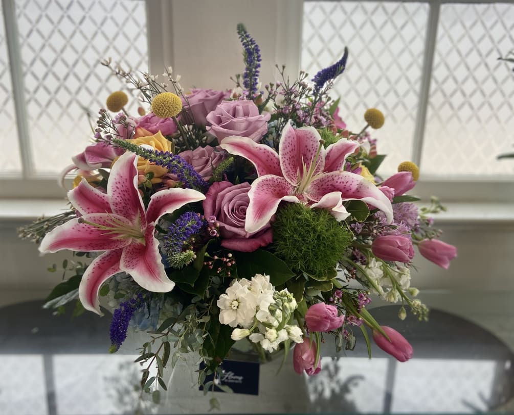 This show stopping XXL bubble bowl of beautiful seasonal quality flowers, is