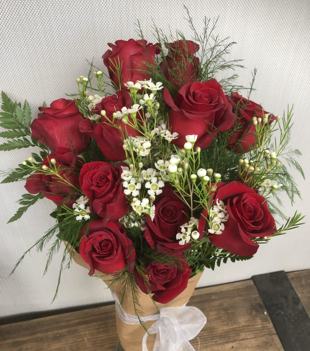 Dozen Mixed Color Roses, Wrapped