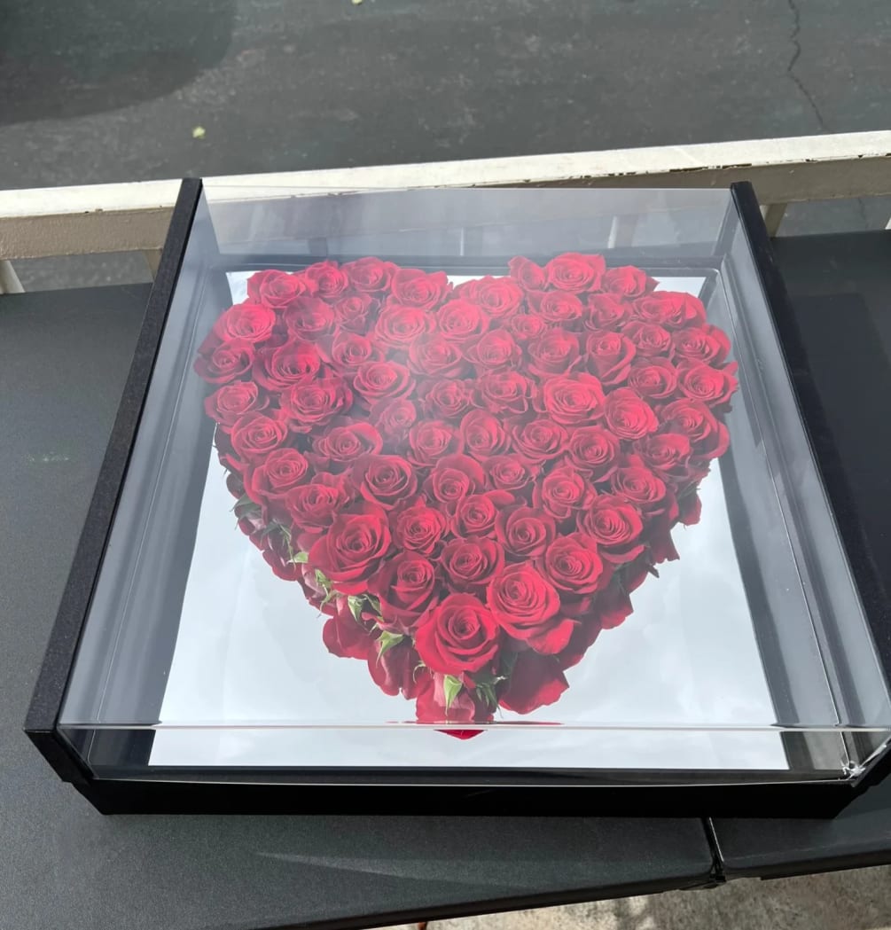 Large box with acrylic lid. 
Roses will be used to create the