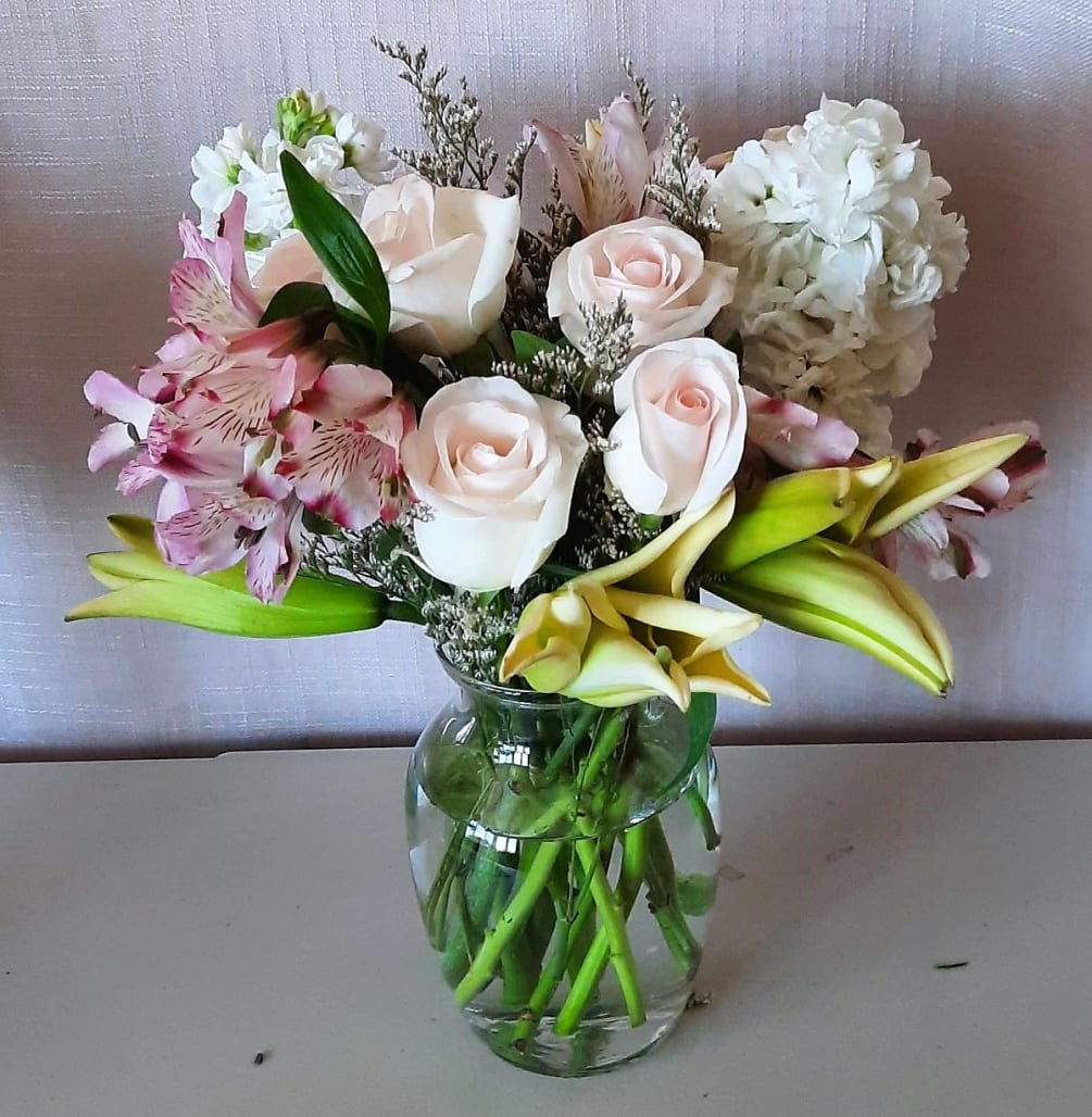 roses, alstro and hydrangeas, with lilies